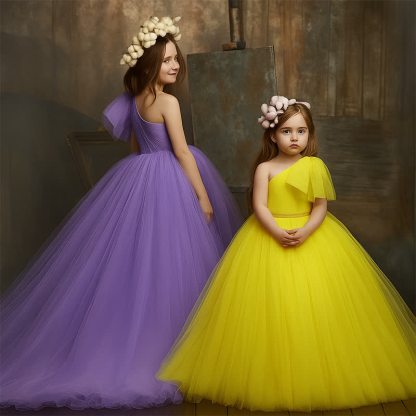 Mesh Folds Sleeveless Maxi Dresses - Yellow - 15-16Y - image 9