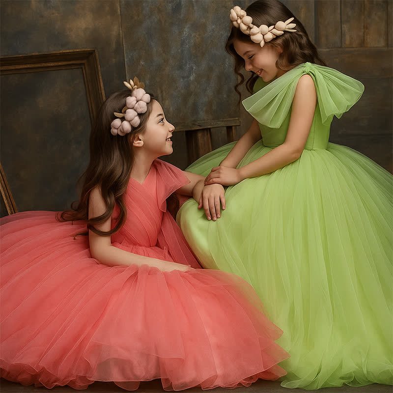 Mesh Folds Sleeveless Maxi Dresses - Light Green - 15-16Y - image 10