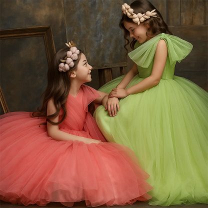 Mesh Folds Sleeveless Maxi Dresses - Light Green - 15-16Y - image 10