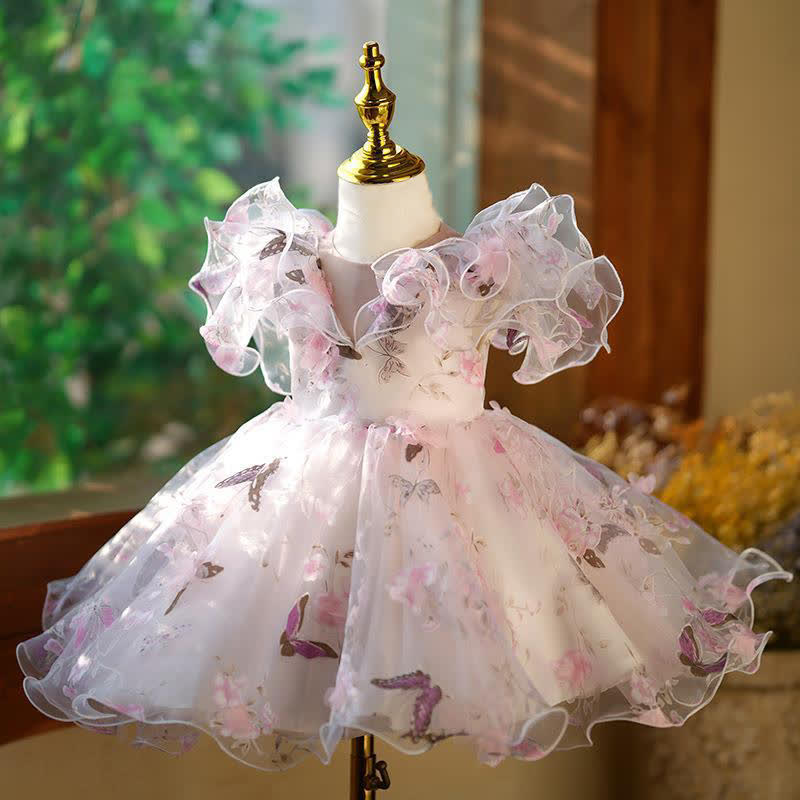 Organza Folds Bow Imitation Pearls Cap Sleeve Mid-long Dresses - image 2