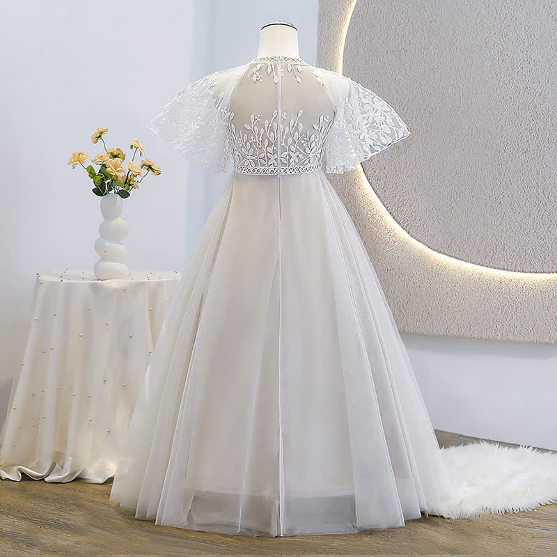 Mesh Embroidery Cap Sleeve Maxi Dresses - image 2