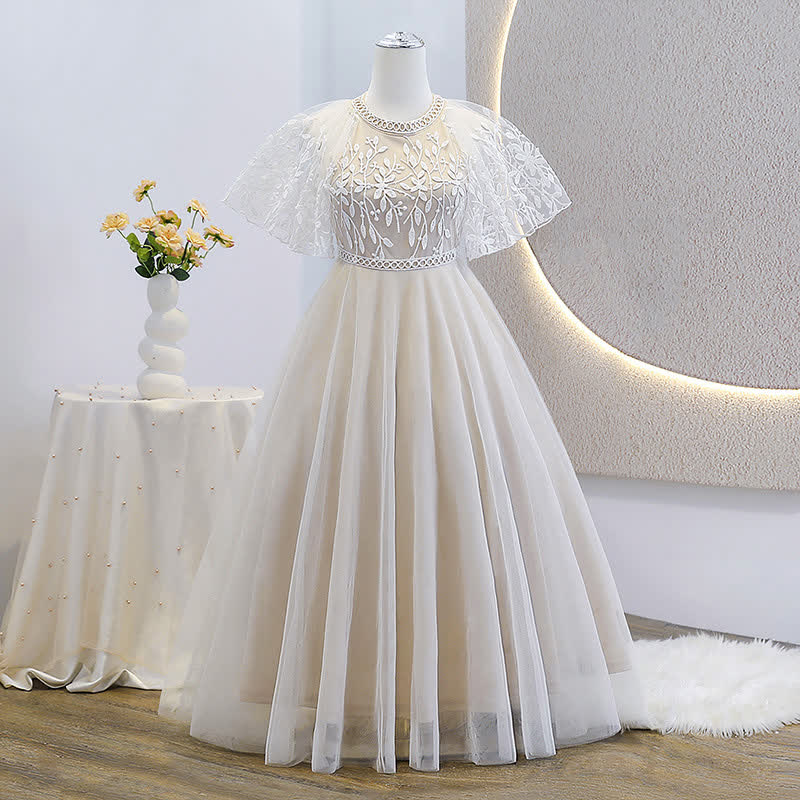 low cut lace wedding dress A-line Lace Bridal Gown,Princess Wedding Dress,WD00639, US16W / Champagne