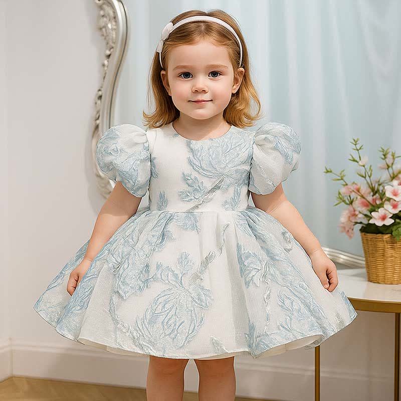 Jacquard Fluffy Jacquard Short Sleeve Mid-long Dresses - image 1