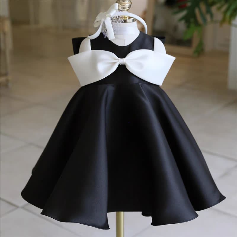 Satin Bow Sleeveless Midi Dresses - Black - 11-12Y - image 7