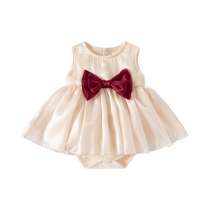 Rayon Bow Sleeveless Midi Dresses - Champagne - 12-18M - image 5