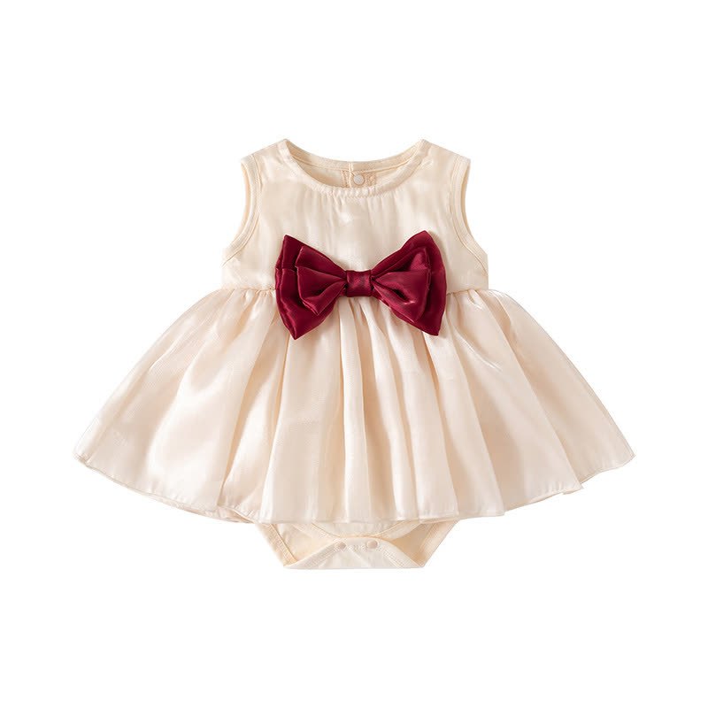 Rayon Bow Sleeveless Midi Dresses - Champagne - 12-18M - image 5