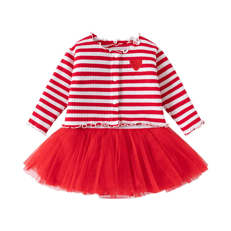 Cotton Tiered Long Sleeve Midi Dresses - Red - 9-12M - image 13