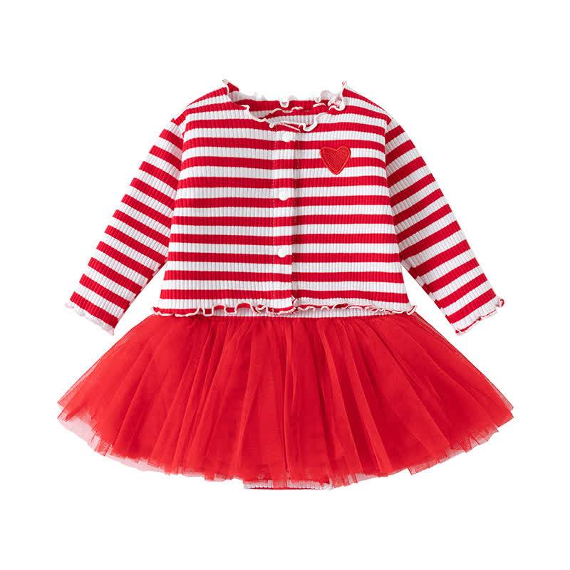 Cotton Tiered Long Sleeve Midi Dresses - Red - 9-12M - image 13