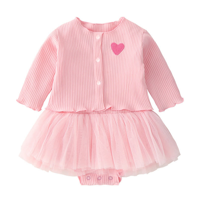 Cotton Tiered Long Sleeve Midi Dresses - Pink - 9-12M - image 1