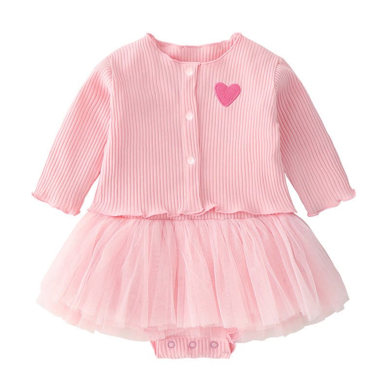 Cotton Tiered Long Sleeve Midi Dresses - Pink - 9-12M - image 1
