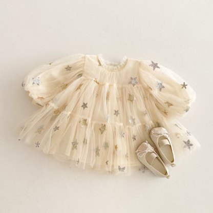 Mesh Embroidery Long Sleeve Midi Dresses - image 5