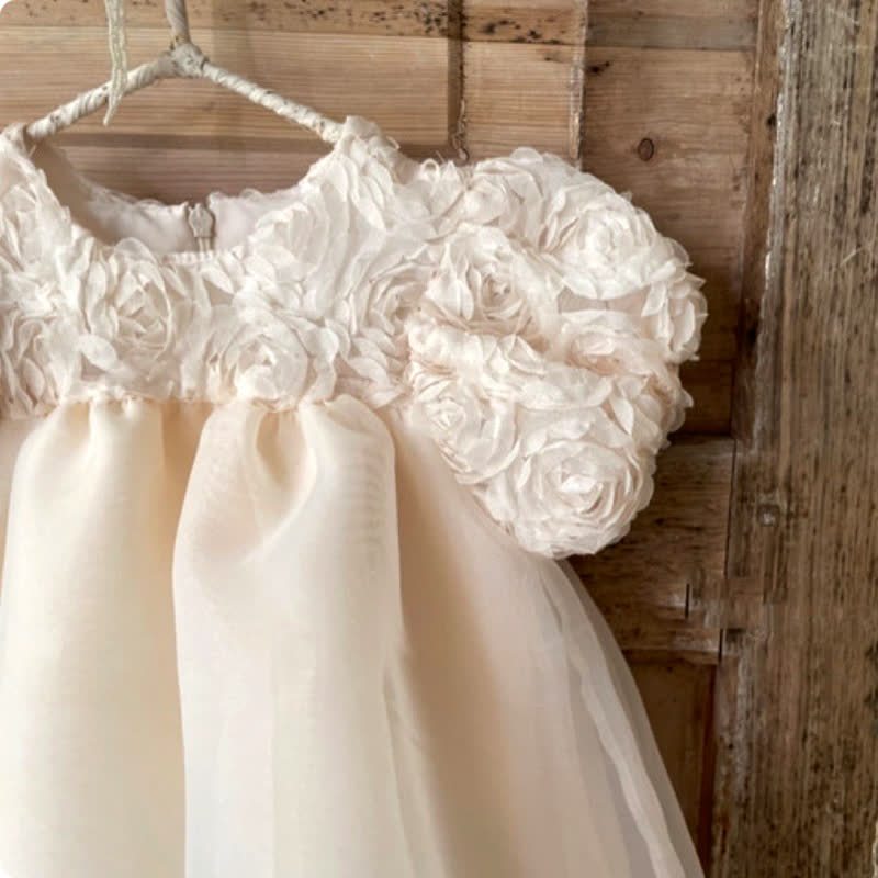 Organza Rosette Short Sleeve Midi Dresses - image 6