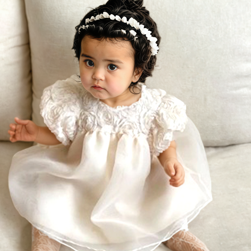 Organza Rosette Short Sleeve Midi Dresses - image 7