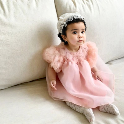 Organza Rosette Short Sleeve Midi Dresses - Pink - 2-3Y - image 8