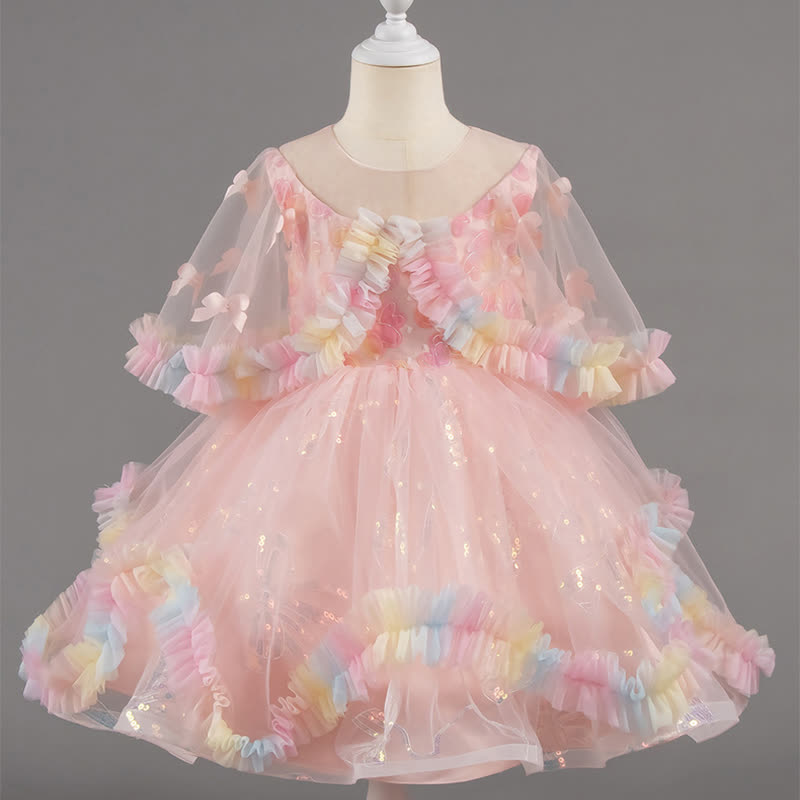 [Archive Sale] Mesh Piping Sleeveless Midi Dresses - Pink - 5-6Y - image 1