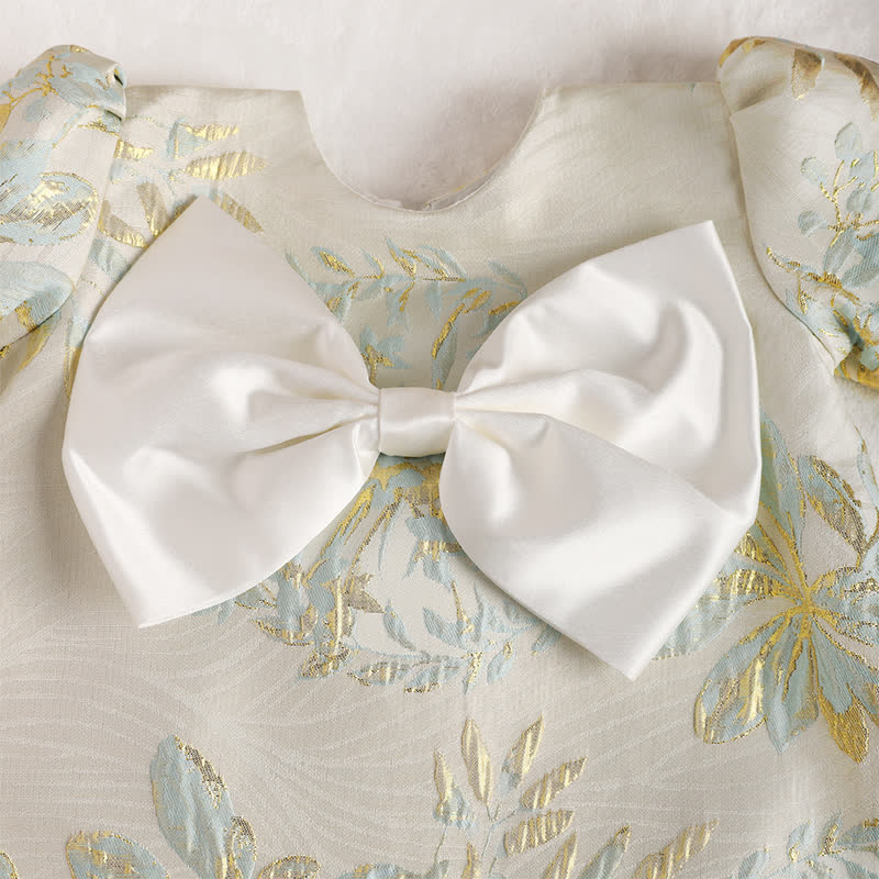 Jacquard Bow Long Sleeve Mid-long Dresses - image 10