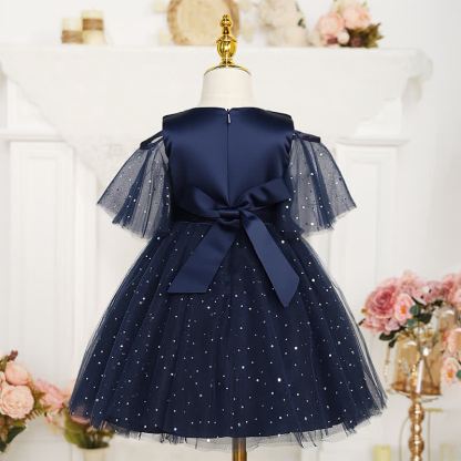 Mesh Lace Glitter Short Sleeve Mid-long Dresses - image 35