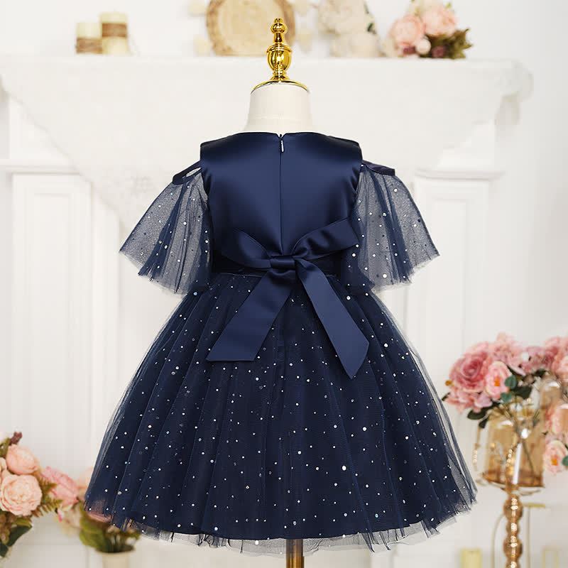 [Archive Sale] Mesh Lace Glitter Short Sleeve Mid-long Dresses - image 2