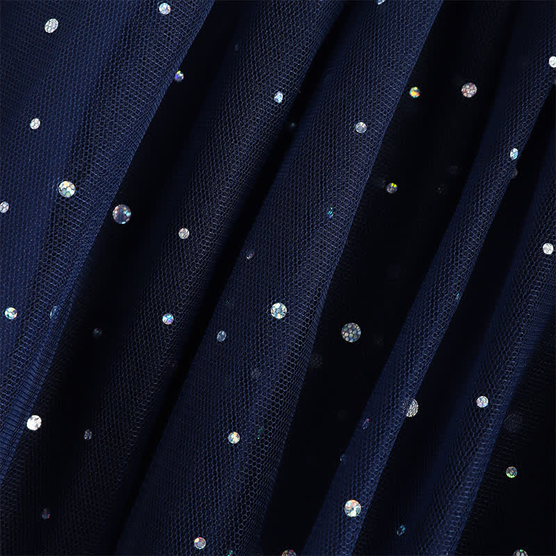 Mesh Lace Glitter Short Sleeve Mid-long Dresses - image 41