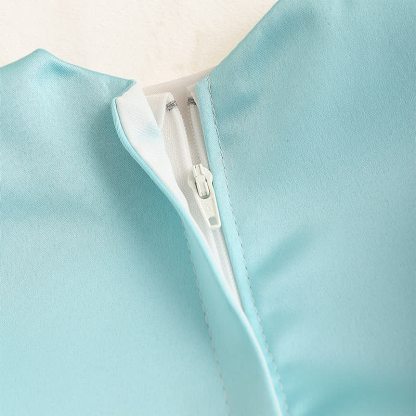 Chemical Fiber Blend Imitation Pearls Bow Sleeveless Mid-long Dresses - image 18