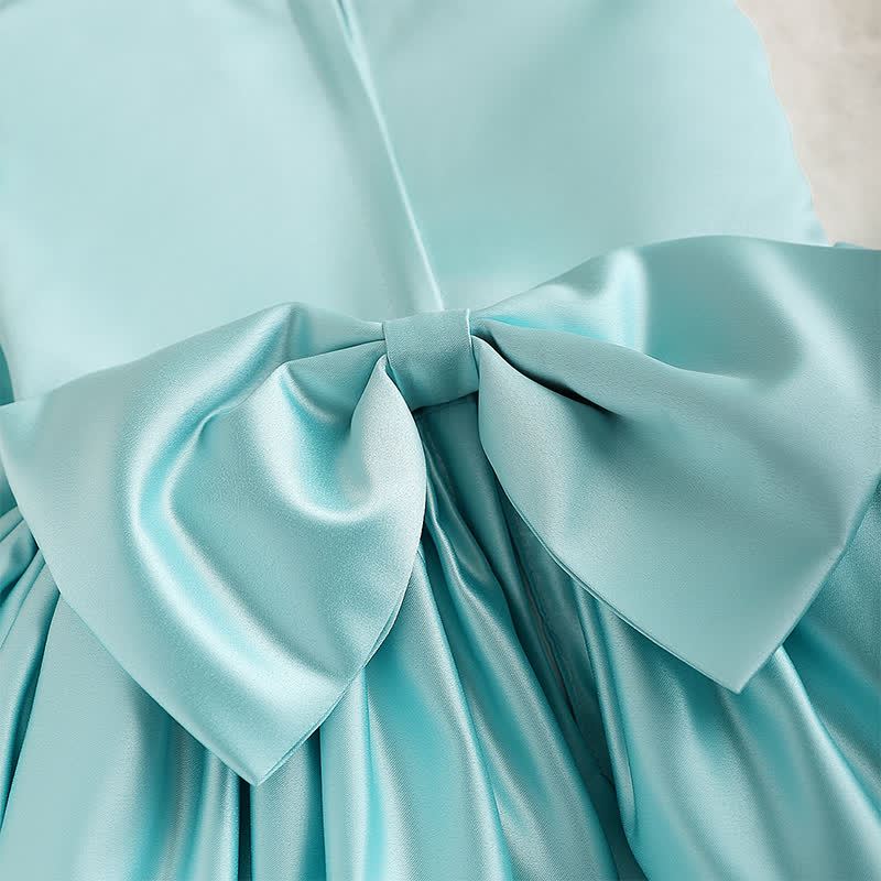 Chemical Fiber Blend Imitation Pearls Bow Sleeveless Mid-long Dresses - image 15