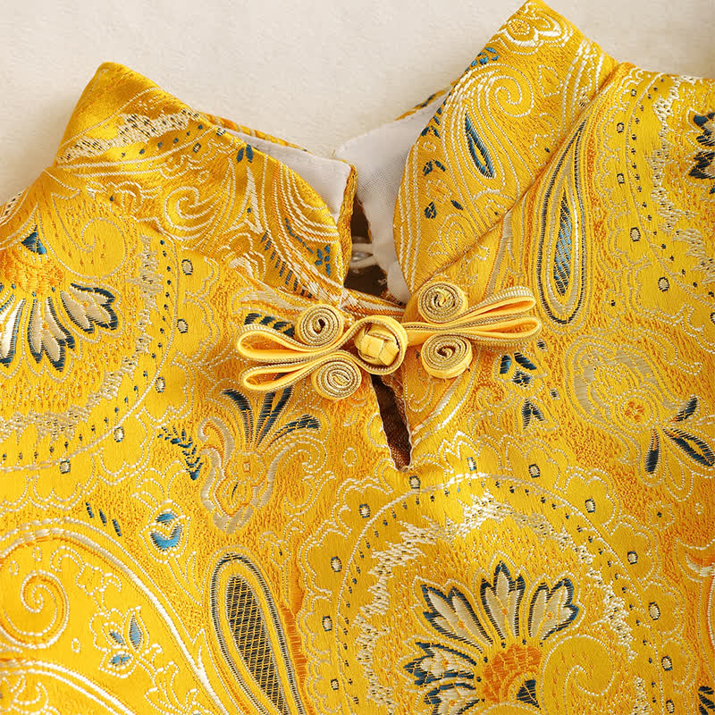 Acetate Jacquard Flouncing Cap Sleeve Midi Dresses - image 4