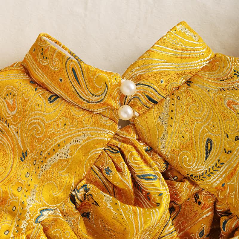 Acetate Jacquard Flouncing Cap Sleeve Midi Dresses - image 3