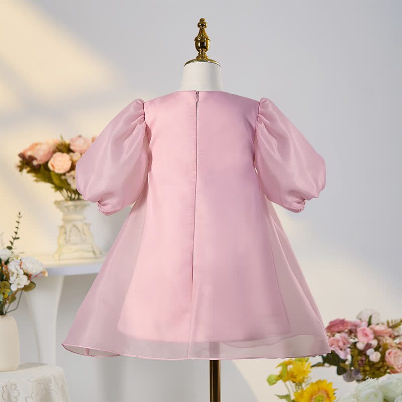 Organza Bow Short Sleeve Mid-long Dresses - image 2