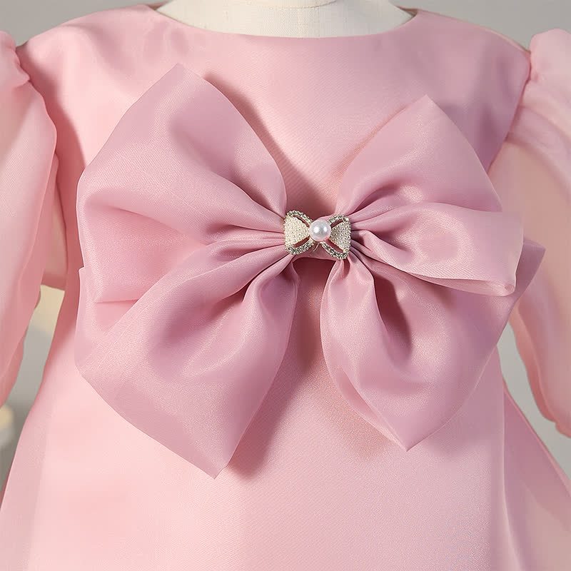Organza Bow Short Sleeve Mid-long Dresses - image 3