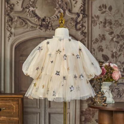 Mesh Embroidery Long Sleeve Midi Dresses - image 2