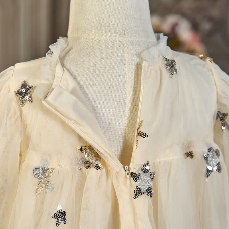 Mesh Embroidery Long Sleeve Midi Dresses - image 4