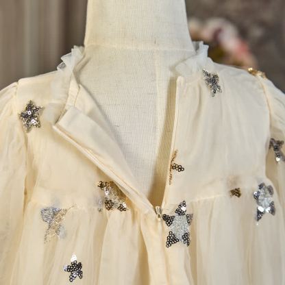 Mesh Embroidery Long Sleeve Midi Dresses - image 4