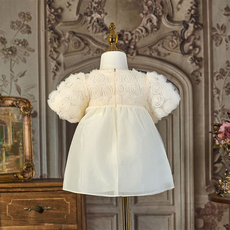 Organza Rosette Short Sleeve Midi Dresses - image 3