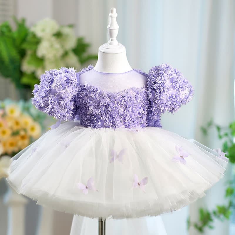 Chemical Fiber Blend Split Joint Short Sleeve Midi Dresses - Purple - 14-15Y - image 1