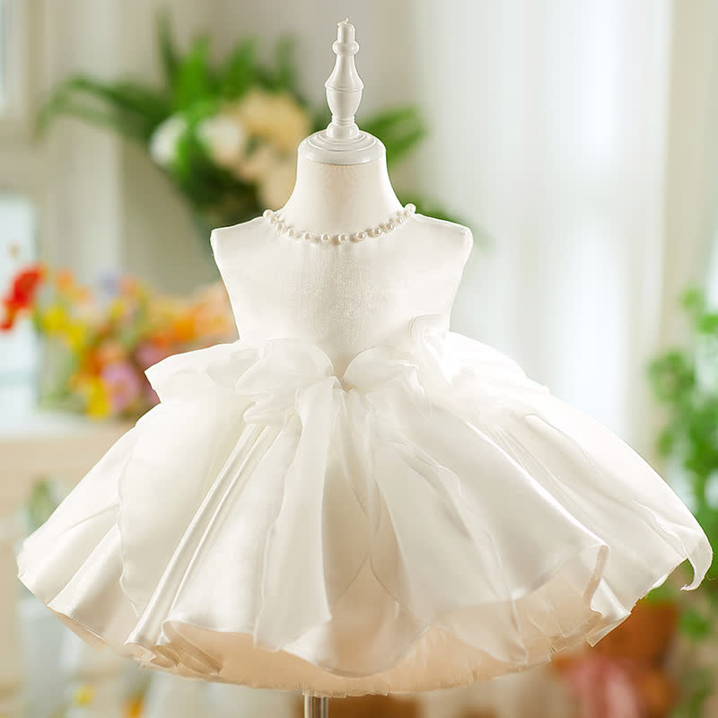 Chemical Fiber Blend  Bow Sleeveless Midi Dresses - White - 14-15Y - image 1
