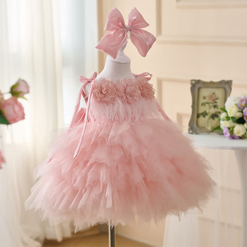 Corduroy Split Joint Rosette Feather-trimmed Sleeveless Midi Dresses - image 2