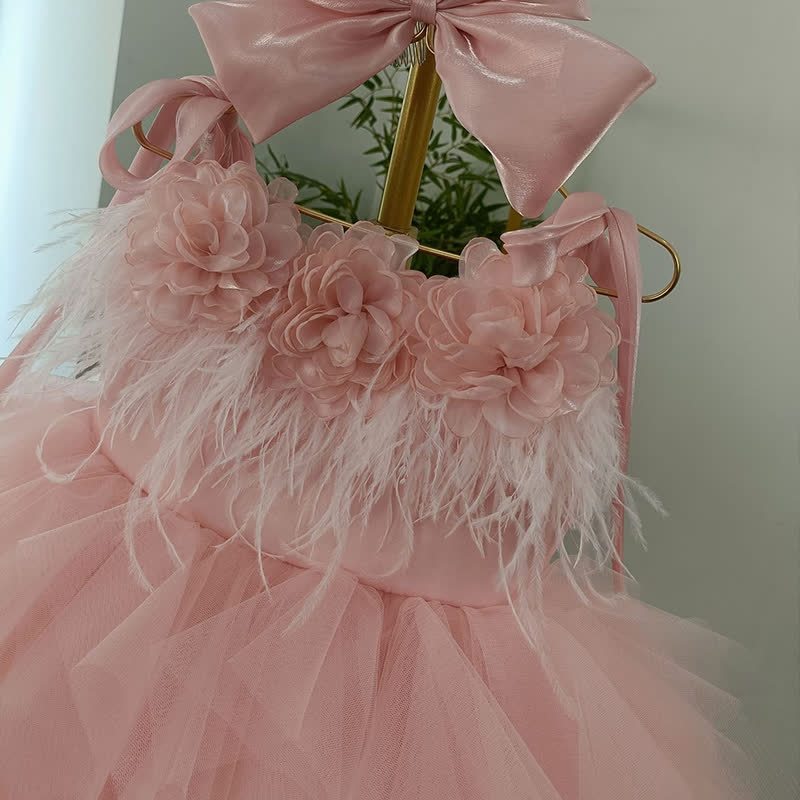 Corduroy Split Joint Rosette Feather-trimmed Sleeveless Midi Dresses - image 7