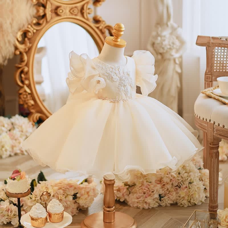 Organza Applique Short Sleeves Midi Dresses - image 2