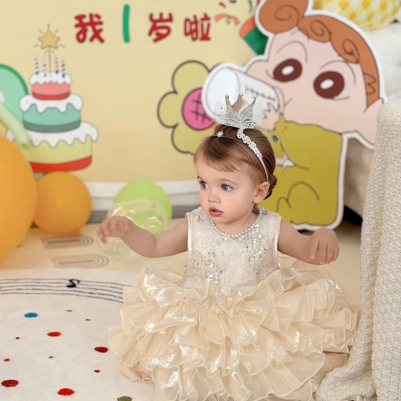 Glitter & Organza Pearl Sleeveless Midi Dresses - image 4