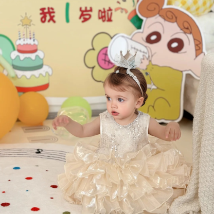 Glitter & Organza Pearl Sleeveless Midi Dresses - image 4