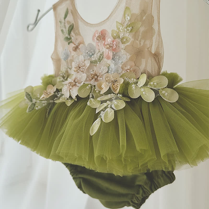 Mesh Applique Sleeveless Shorts Bodysuit - image 9