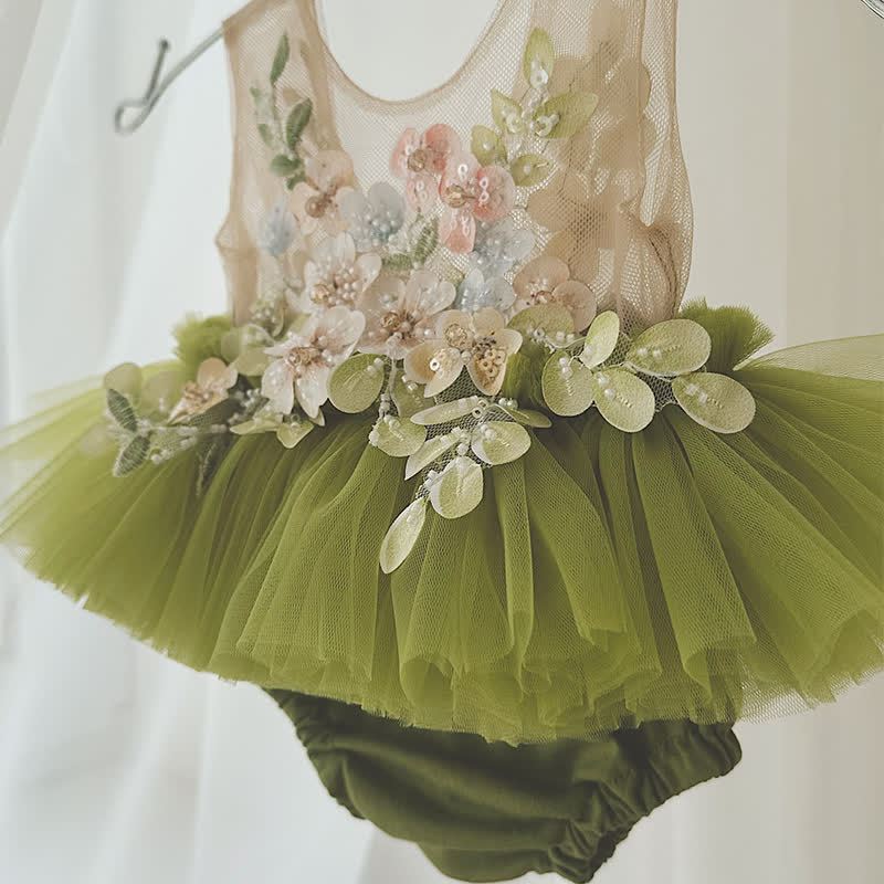 Mesh Applique Sleeveless Shorts Bodysuit - image 9