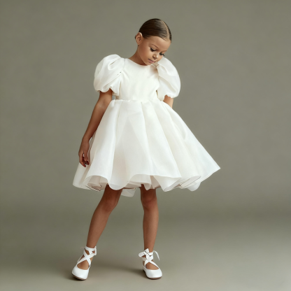 Organza Bow Short Sleeve Midi Dresses - image 2