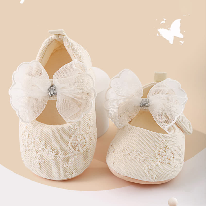 Solid Bow Round Toe Flats  - Beige - 12-18M - image 1