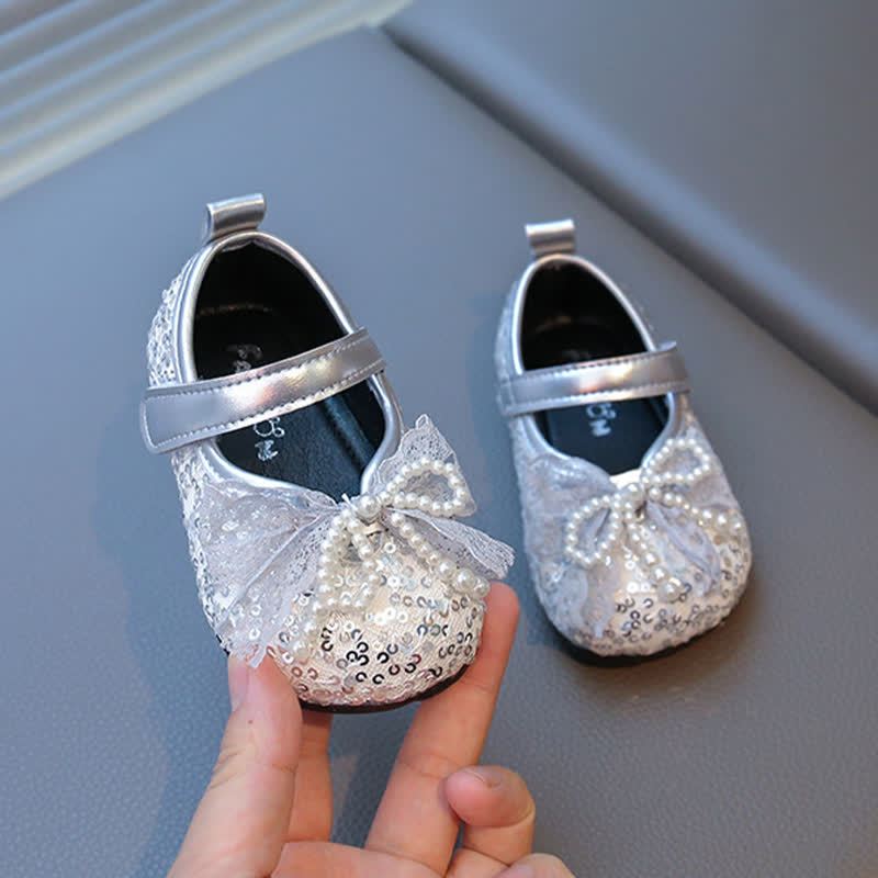 Solid Bow Ribbon Round Toe Flats  - Sliver - US8.5（EUR25） - image 9