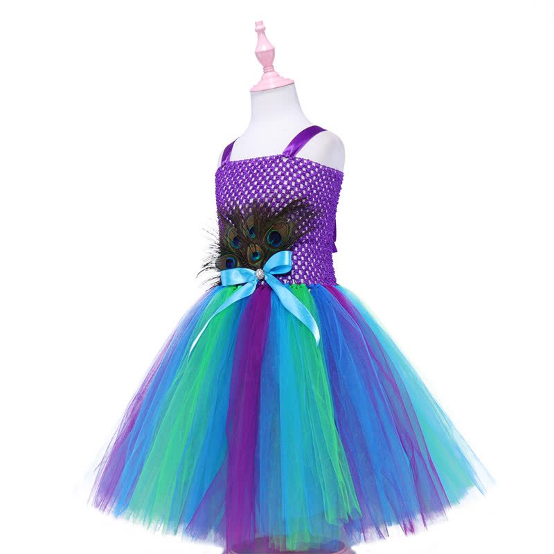 [Archive Sale] Mesh Split Joint Sleeveless Maxi Dresses - Green&Purple - 2-3Y - image 1