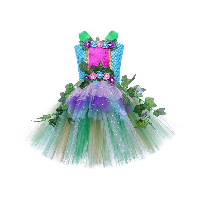 Mesh Rosette Sleeveless Midi Dresses - Dark Green - 10-12Y - image 8