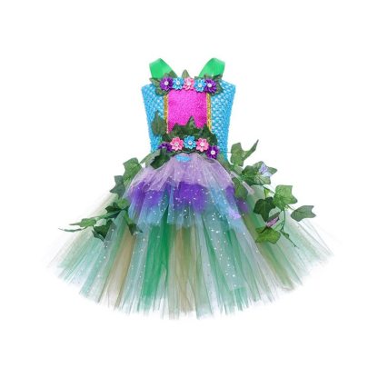 Mesh Rosette Sleeveless Midi Dresses - Dark Green - 10-12Y - image 8