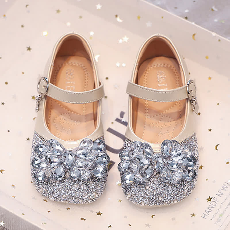 Solid Rhinestones Round Toe Flats  - Beige - US2.5（EUR34） - image 8