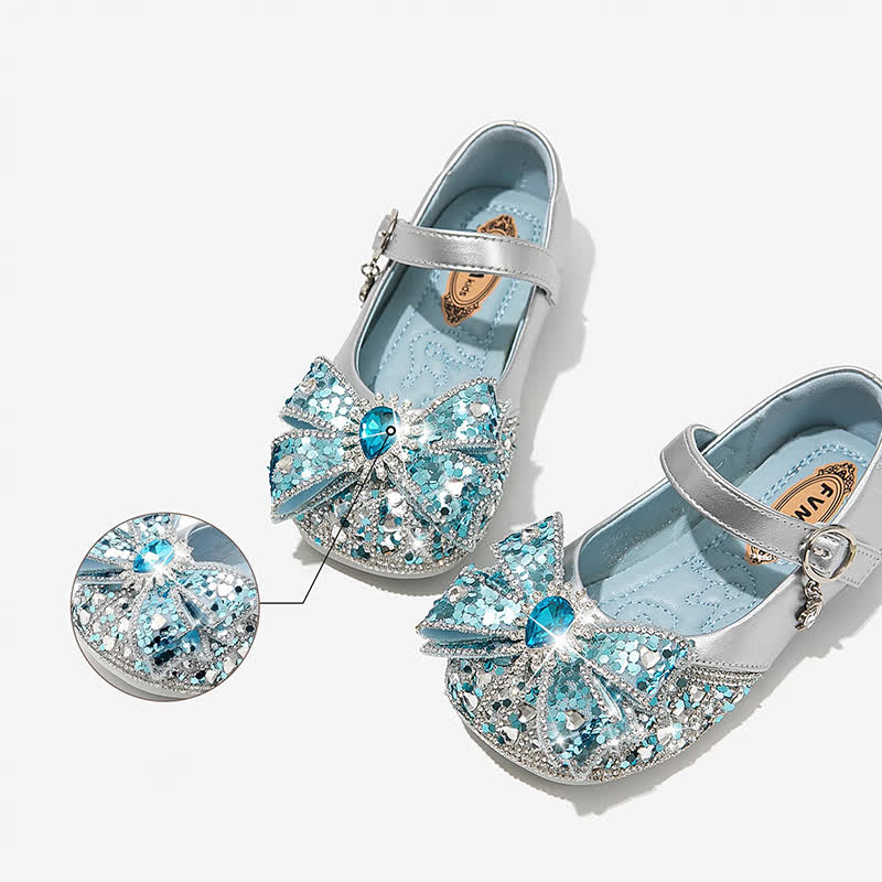 Solid Bow Rhinestones Round Toe Flats  - image 3
